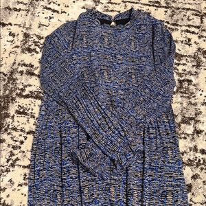 Anthropologie Blue and Black Patterned Knit Dress